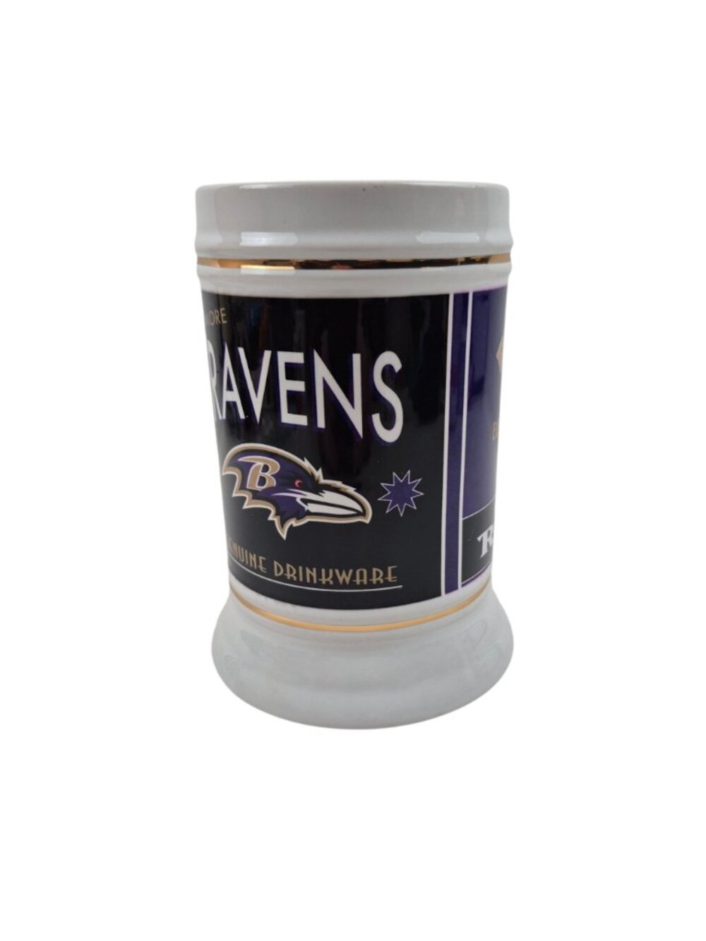 Baltimore Ravens Stein Ceramic Genuine Drinkware NFL White Gold Trim 24 oz Mug - Picture 6 of 10